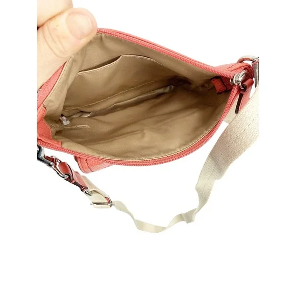 Coach Park Swingpack Pebbled Leather Crossbody Bag Coral Pink Front Pocket Small - Picture 9 of 10